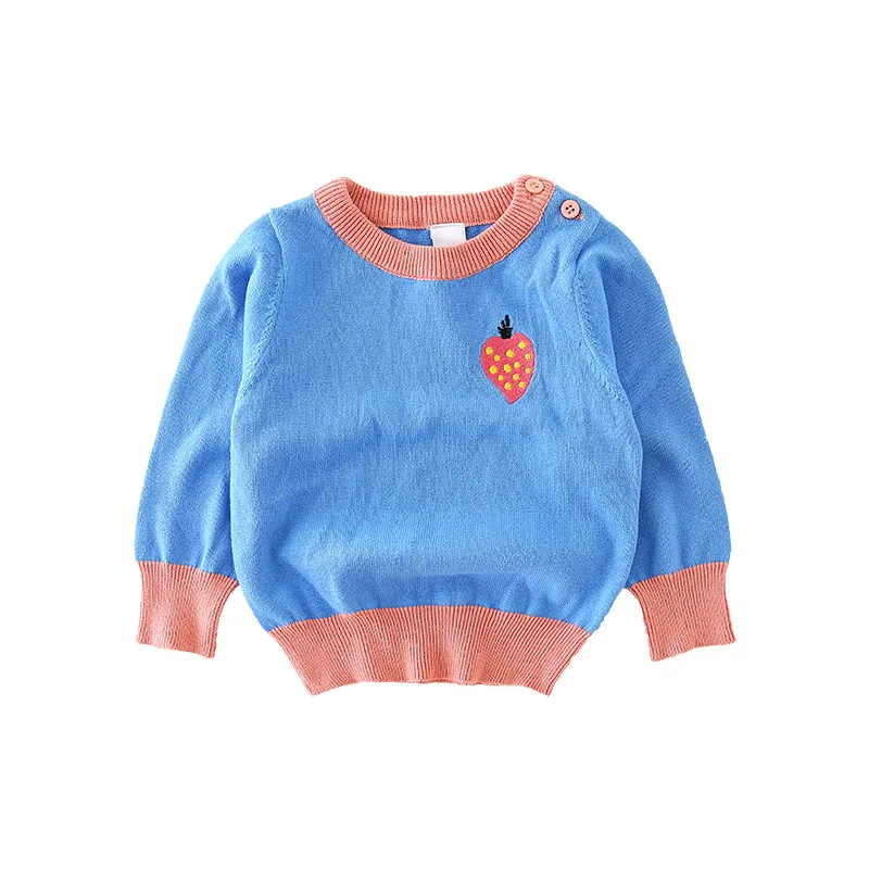 

Свитеры WLG для мальчиков и девочек, детская одежда, вязаный свитер с фруктовой вышивкой на весну и осень, детская повседневная универсальная...