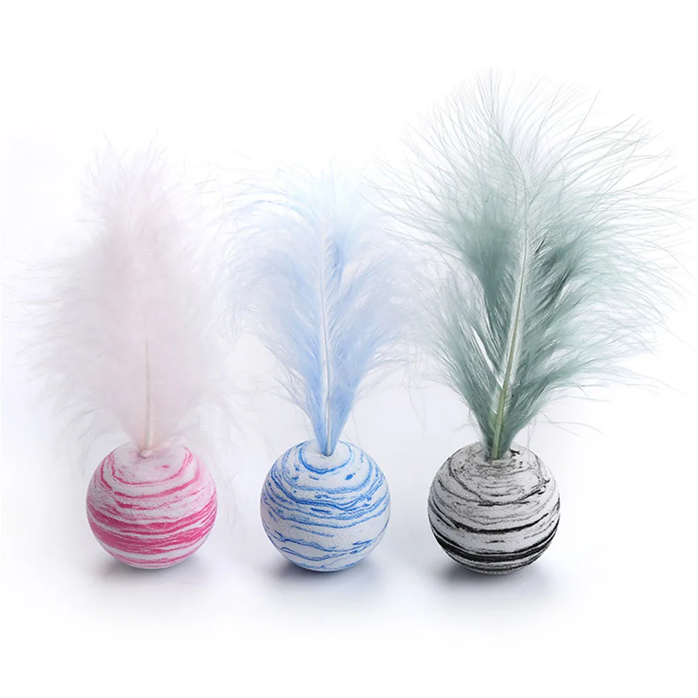 

1PC Cat Toys Star Ball Plus Feather EVA Material Light Foam Ball Throwing Toy Funny Cat Interactive Toys Pet Dogs Cats Toys