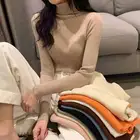 Kawaii одежда корейская мода Женская водолазка осень зима Базовая рубашка теплый Топ с длинным рукавом Тонкий Дамский свитер джемпер для женщин