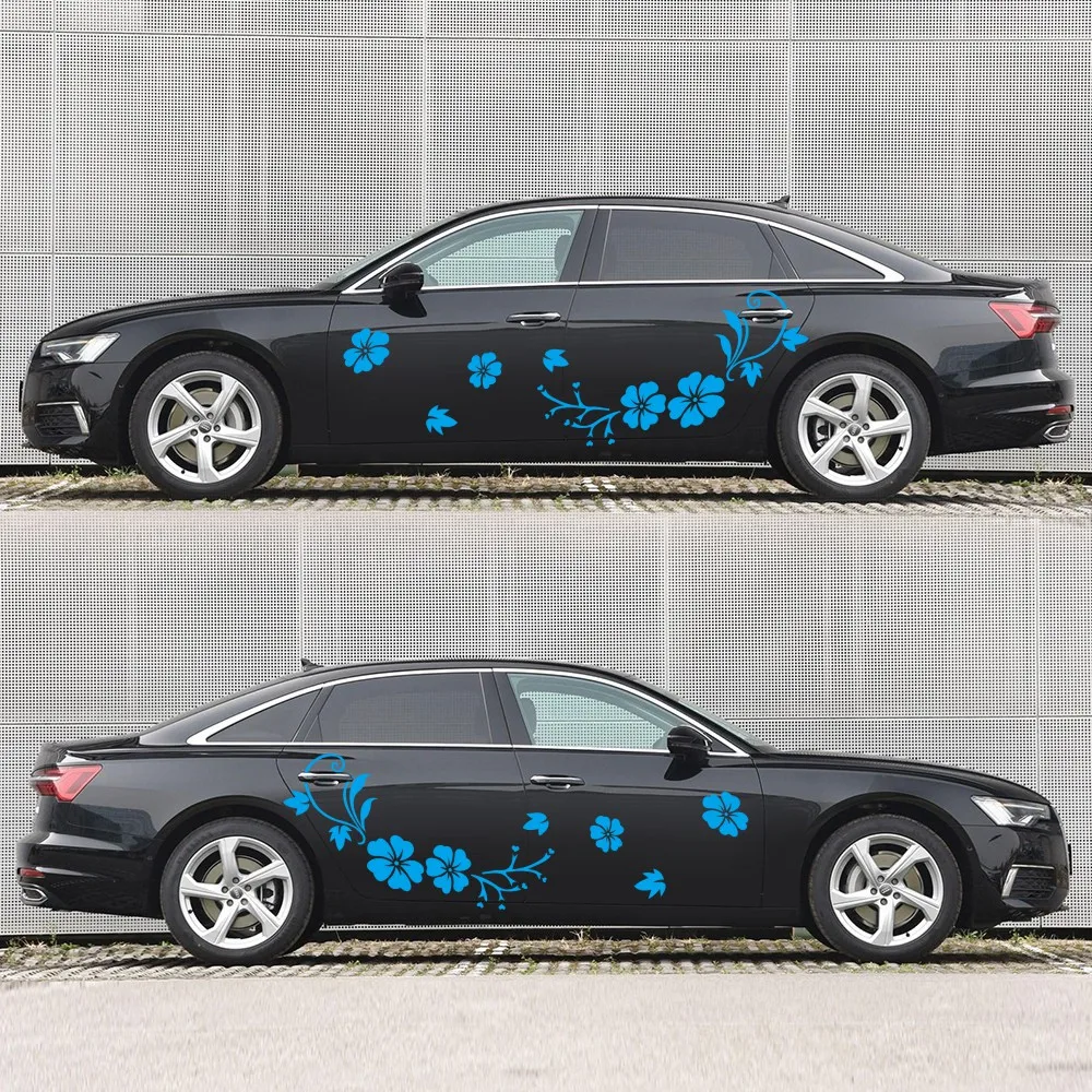 

Art Design flowers Car Stickers And Decals Aut Both Body Wrap Vinyl Film Automobiles Products Decoration cars Accessories