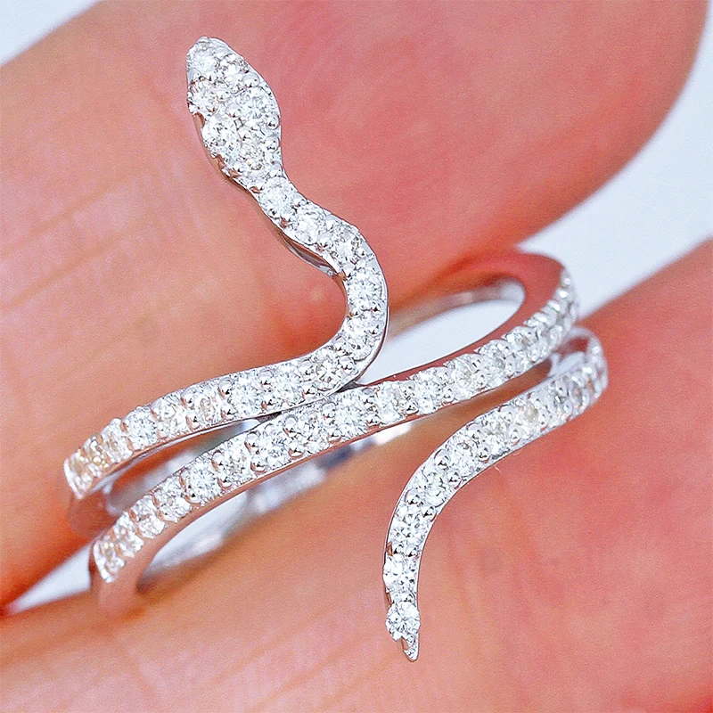 

Zircon Shining Exaggerated Spirit Snake Rings Nightclub Ring for Women Trendy Ring Jewelry Gift