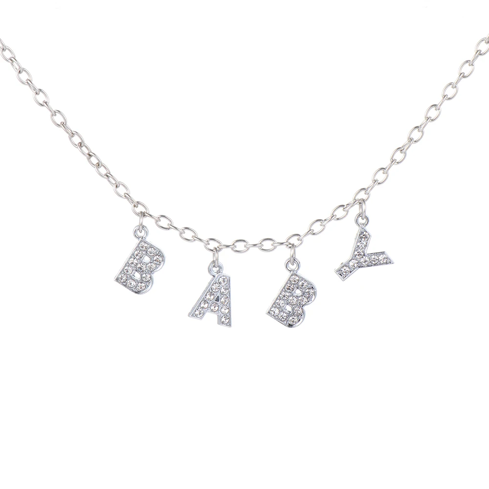 BABY HONEY Choker Femme Punk Collier Bijoux Harajuku буквы из кристаллов Ангел ожерелье женское