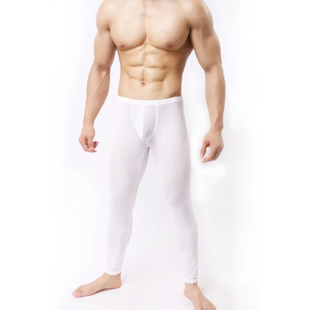 

Men's Ultrathin Fad Nylon Sleep Bottoms Casual Interest Closefitting Comfortable Pyjama Trousers U Convex Pouch Erotic Lingerie