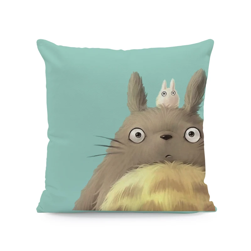 Милый мультяшный Тоторо чехол для подушки квадратной формы Бархатная наволочка