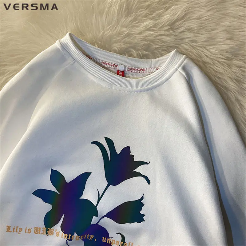 VERSMA в Корейском стиле Ulzzang Harajuku Светоотражающая худи с граффити Толстовка Для