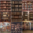 Фон для фотосъемки с изображением старой деревянной книжной полки для библиотеки, кабинета, детского портрета, Фотостудия