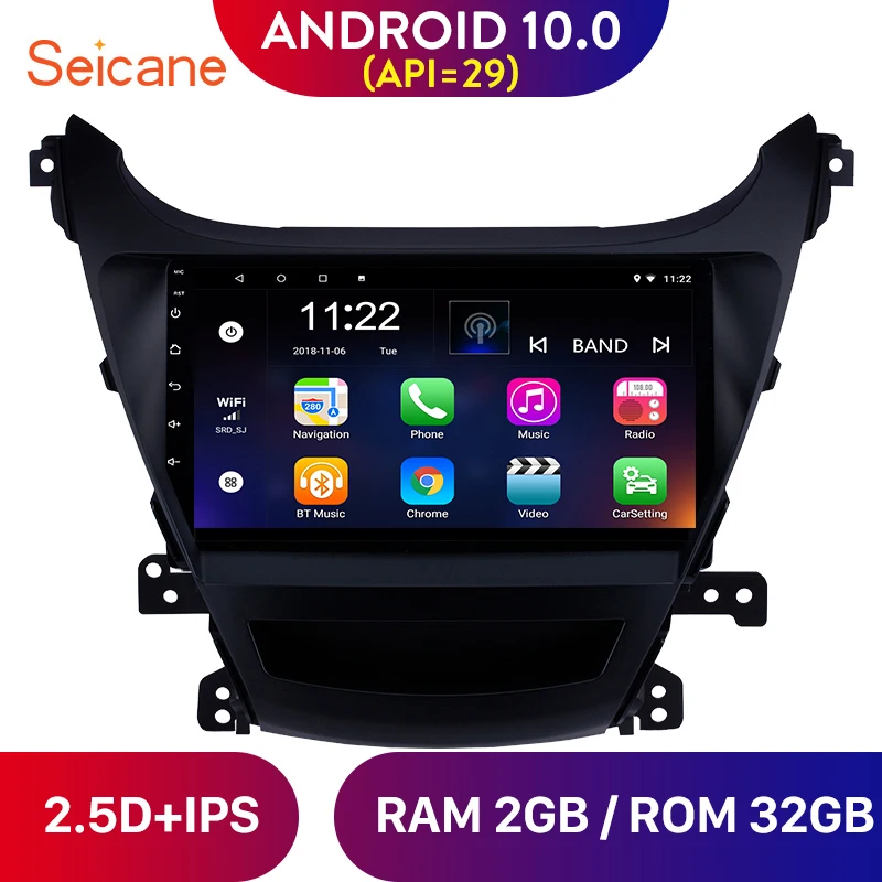 Автомагнитола Seicane 9 дюймов Android 10 0 для Hyundai Elantra GPS Navi стерео мультимедийный плеер