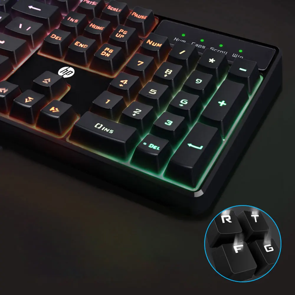Hp K300 Проводная Водонепроницаемая игровая клавиатура механический эргономичный дизайн светодиодный с подсветкой 104 клавиш компьютерная геймерская клавиатура