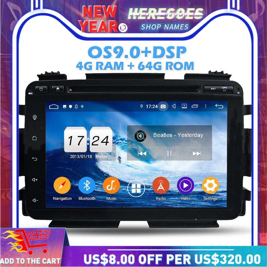 1280*720 IPS DSP Android 10 0 6 ROM автомобильный dvd-плеер Wifi Bluetooth радио GPS карта для Honda HRV/VEZEL 2015