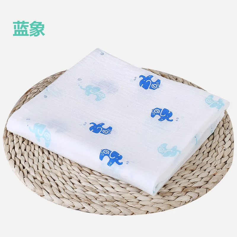Blue-Elephant 1 шт., хлопок, муслин, детские пеленки, мягкие одеяла для новорожденных, для ванной, марля, Детская накидка, спальный мешок, чехол для коляски, игровой коврик - Цвет: Blue-Elephant