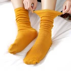 Однотонные женские мягкие длинные носки Q в японском стиле тонкие носки дышащие женские носки с ворсом хлопковые повседневные носки для девочек