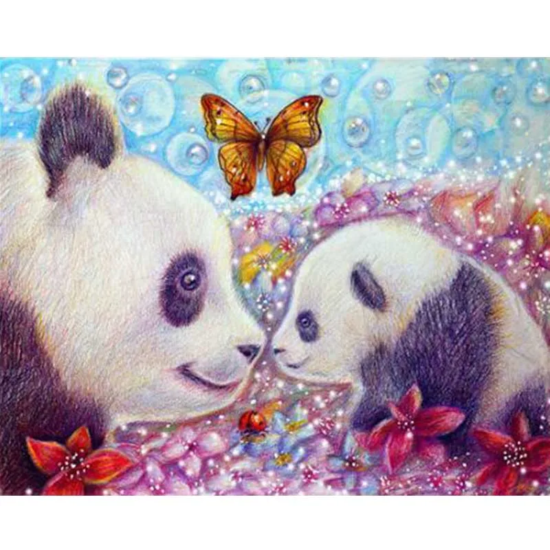 DIY милая картина панда по номерам маслом на холсте ручной работы Картина