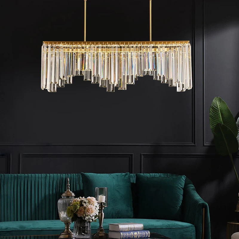 

FKL Modern Copper Crystal Chandelier Light Translucent Crystal Light Luxury Living room Lobby Restaurant Bar Table Lamp
