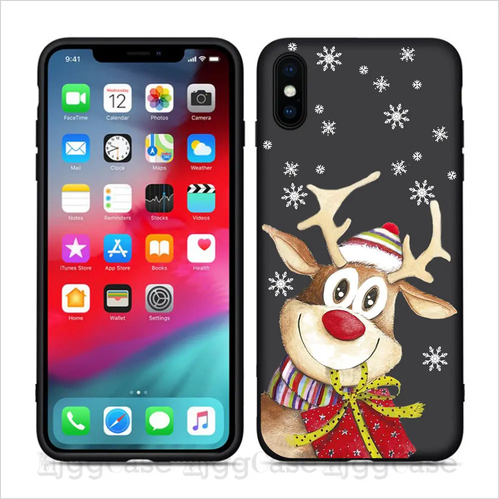 Рождественский чехол для телефона iPhone 7 8 Plus мягкий силиконовый с мультяшным