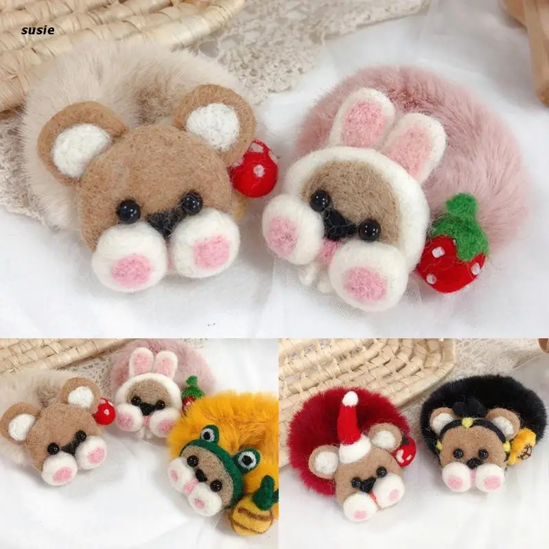 

Милый мультяшный зажим для волос, милый плюшевый держатель для хвоста в виде животного, пушистая фруктовая веревка для волос