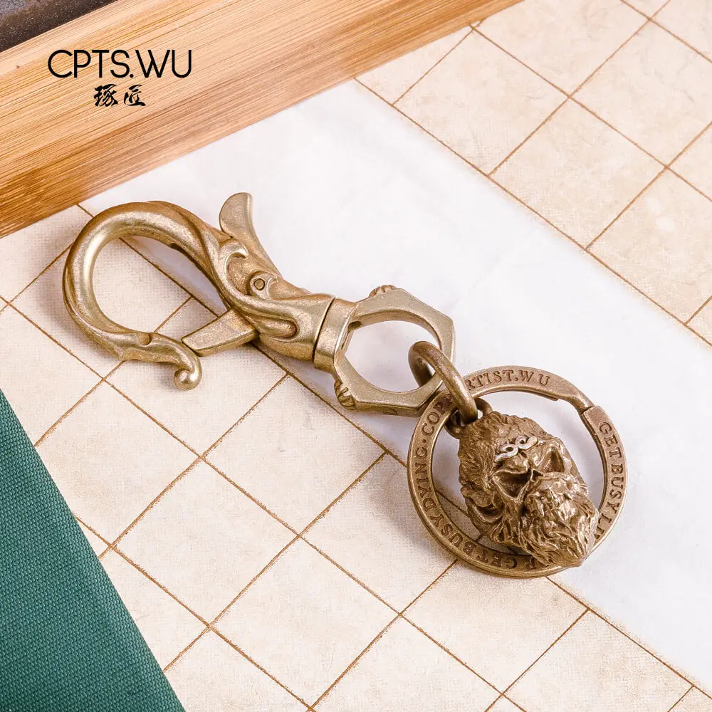 

CPTS.WU Monkey King Keychain S925 Inlay Kpop Accessories Car Key Chains for Men Gift Cool Metal Trinkets Backpack Buddha Pendant