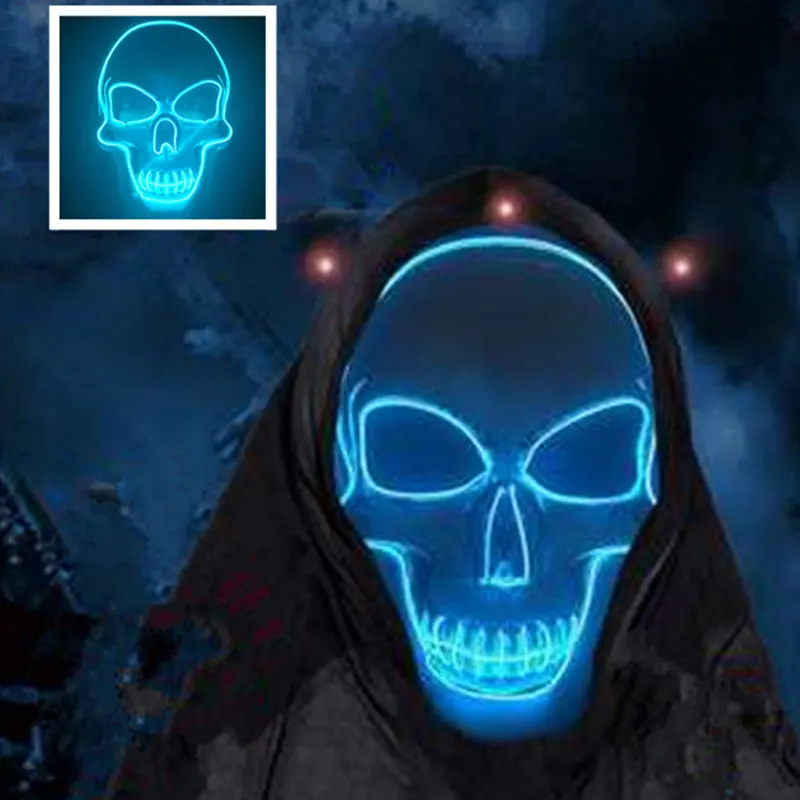 Хэллоуин Неон маски для лица страшные череп костюм террориста Карнавальная