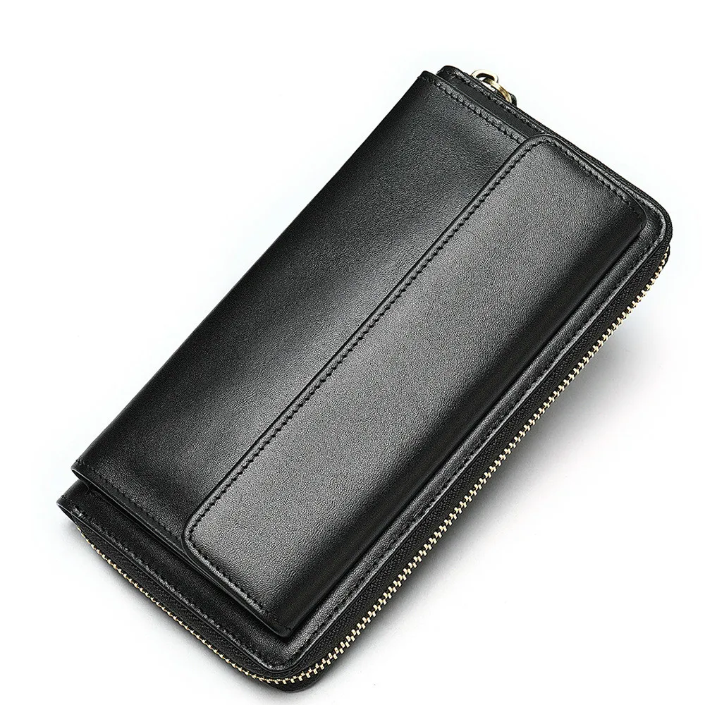 Мужской кошелек многофункциональный кожаный Длинный на молнии мужские кошельки