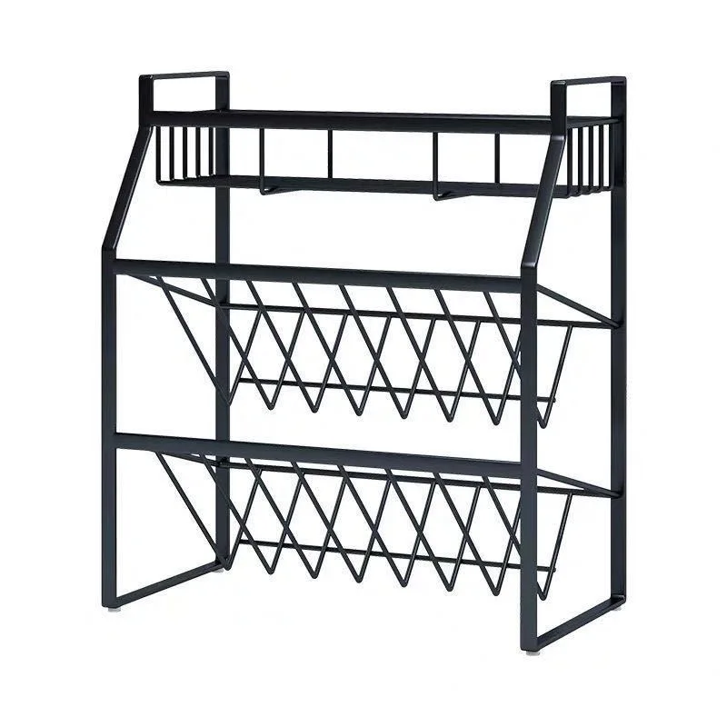 

Creative Sauce Rack Kitchen Storage Rack Black Three Layer Sauce Jar Seasoning Rack