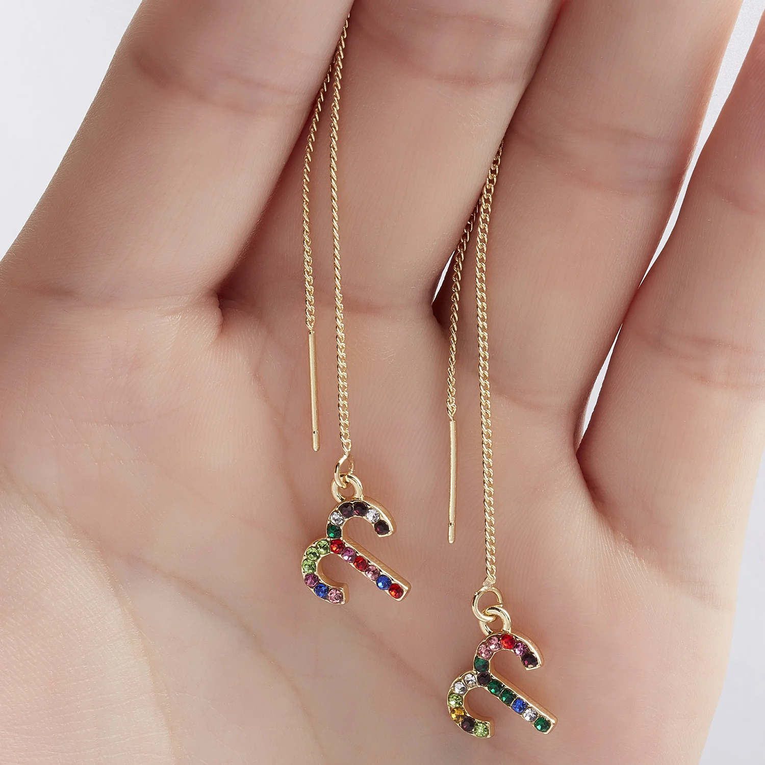 

Colorful Rhinestone Zodiac Drop Earrings for Women Fashion 12 Constellation Dangle Long Chain Ear Line Birthday Wedding Jewelry