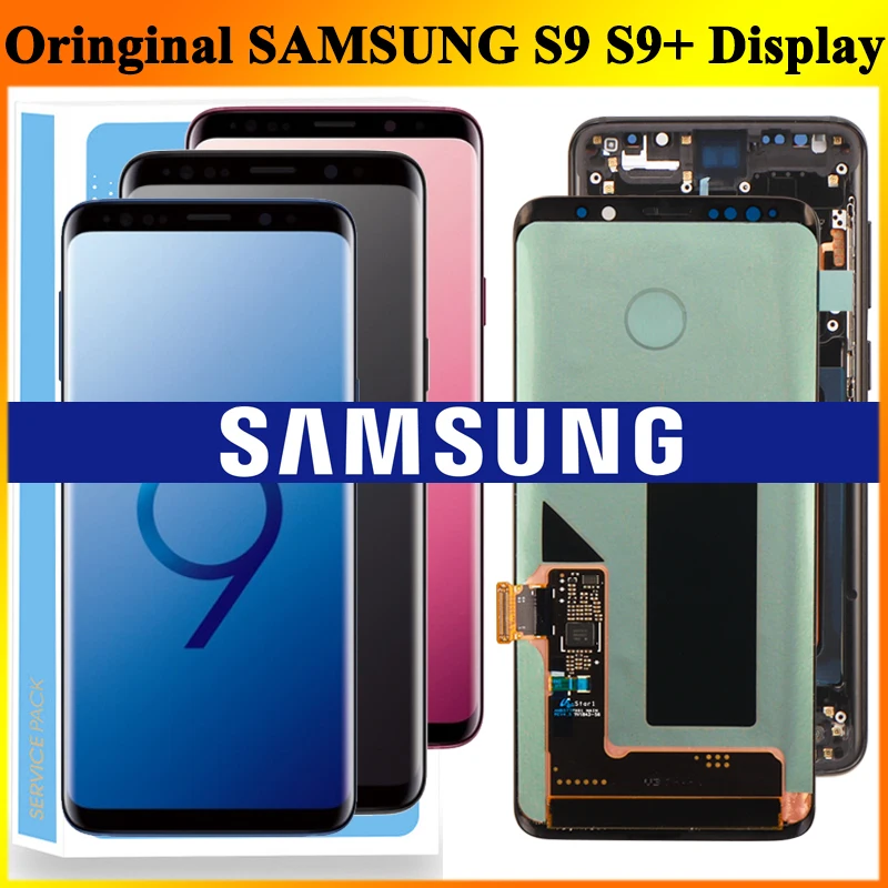 Оригинальный AMOLED Замена для SAMSUNG Galaxy S9 Plus lcd сенсорный экран дигитайзер с рамкой