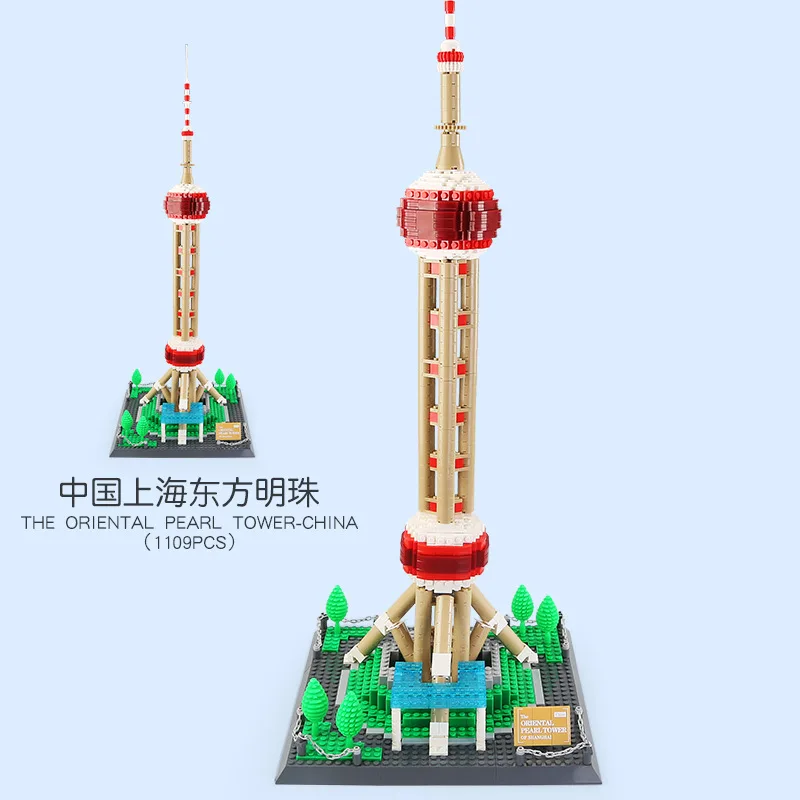 

Wange 5224 World Famous Architecture Oriental Pearl Tower Stereo Model Children DIY Inserted Building Blocks Toy