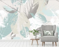 nordic modern hand painted leaves leaves petals living room background wall professional custom wallpaper