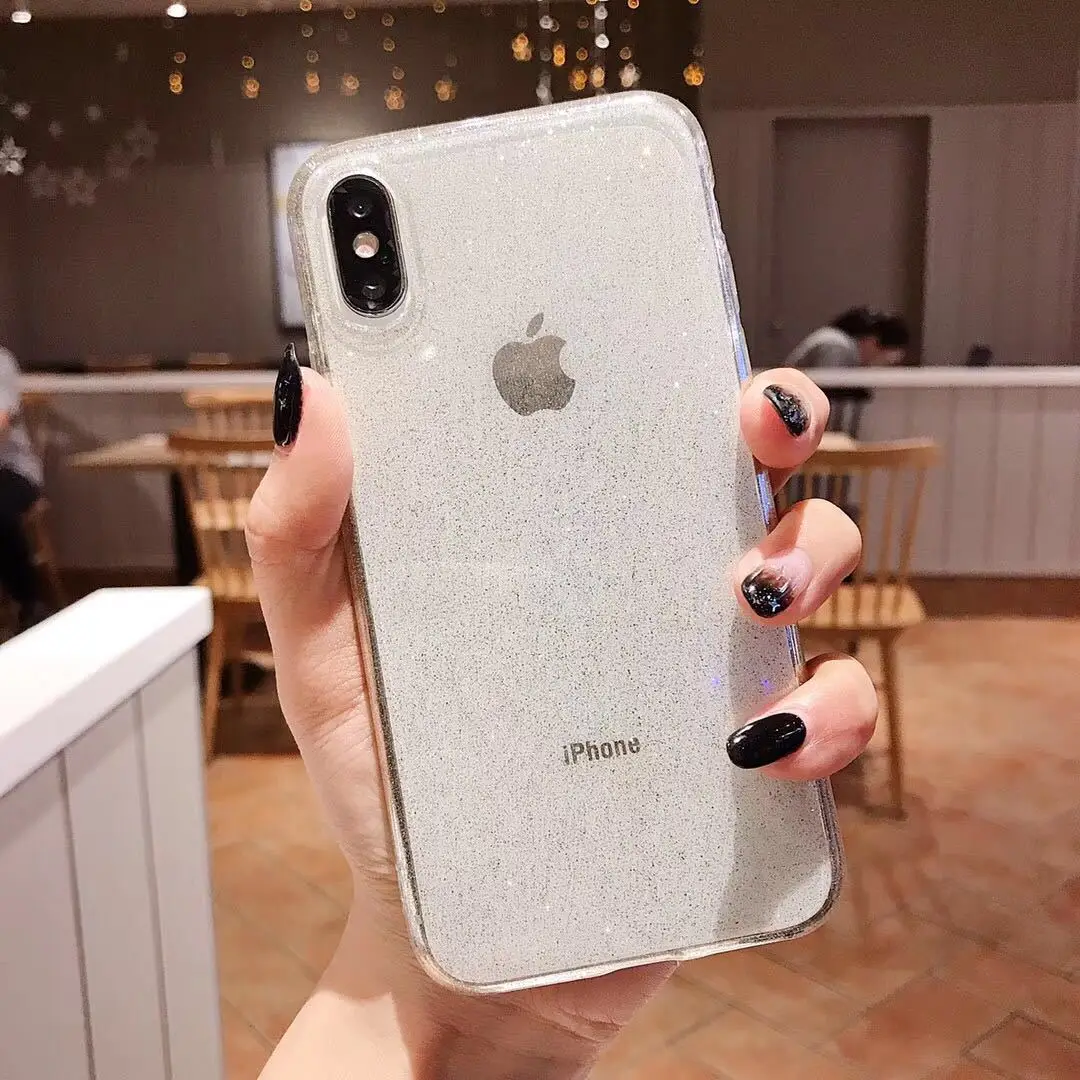 

Shockproof Cover for iPhone 11 12 XS Pro Max X Glitter Protective Cover for iPhone 6 6s 8 7 Plus Transparent TPU Free shipping