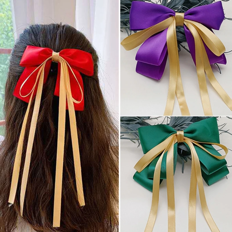 

Women Soft Hair Bow Clip Party Girl French Barrette Style Female Hair Clips Wedding Prom Decoration Headdress Accessories