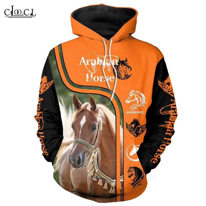 CLOOCL новая толстовка с капюшоном для мужчин лошадь красочные 3D принт длинным