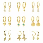 Aide 925 стерлингового серебра бирюза циркон Звезда Серьги-кольца для женщин Висячие серьги с изображением бабочек серьга Ювелирная