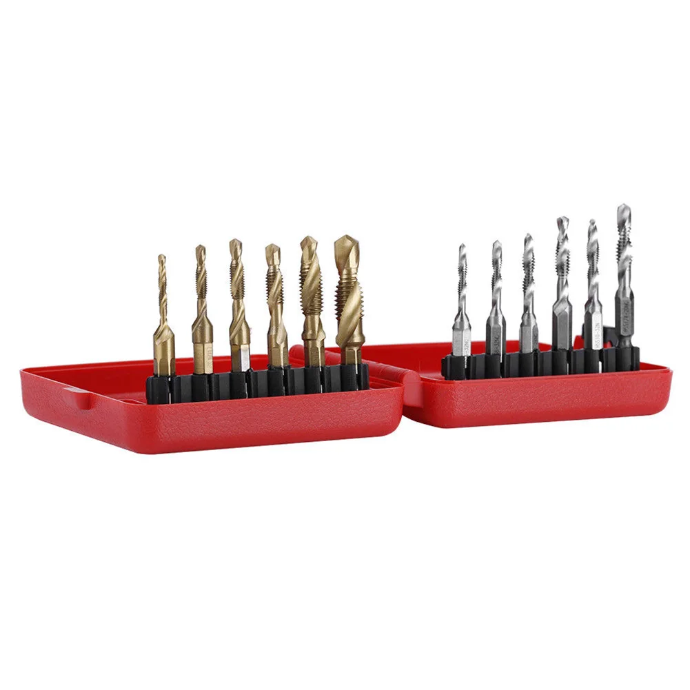 

12pcs Tool -M10 Home HSS Multifunctional Thread Tap Set Metric Inch Spiral Hex Shank Screw High Hardness Rustproof Lathe