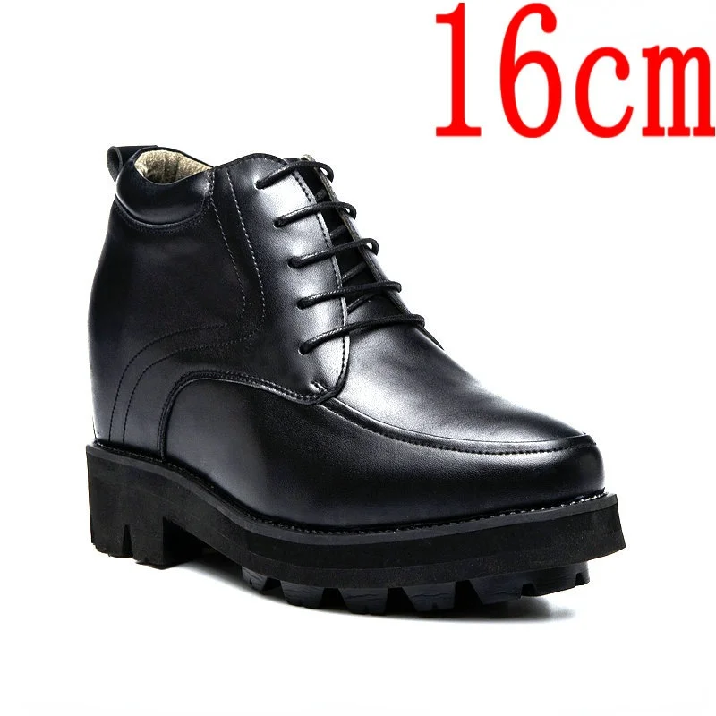 גובה-הגדלת נעלי גברים 16cm גברים של Invisible הגדלת גובה עור נעלי נוסף-גבוהה מעלית עבה עם סוליות עור נעליים
