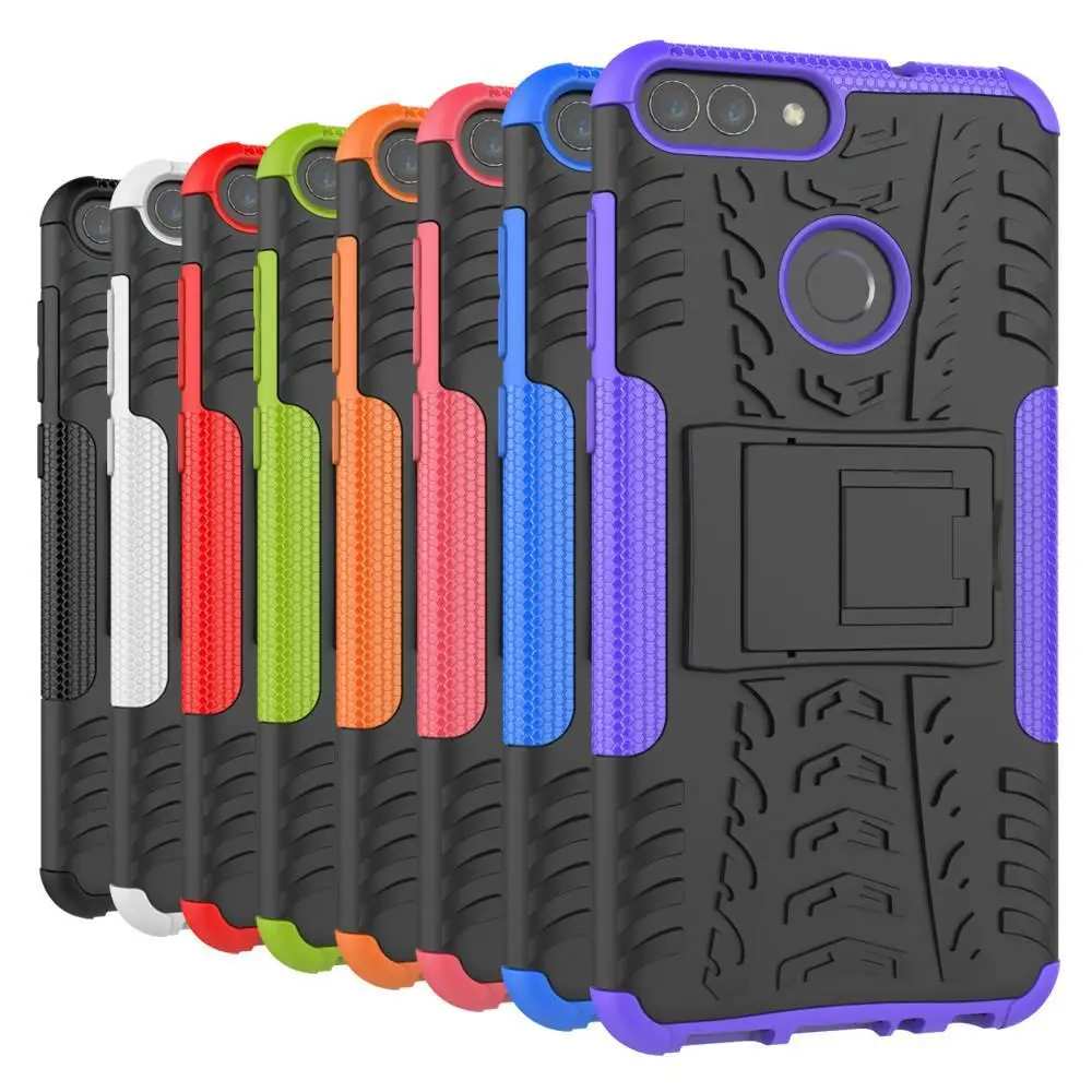

For Cover Huawei P Smart Case enjoy 7s Armor Silicone Rugged Hard Plastic Cases for Huawei P Smart FIG-LX1 with Holder