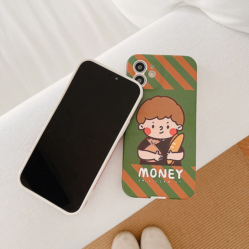 

Couples Girl and boy Phone Cases For Iphone 11 12 Pro Max XR XS X 7 8 Plus Max Case Material Soft Silicone shell Cute Net red