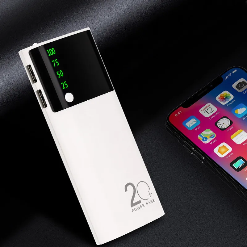 Внешний аккумулятор 30000 мАч переносной зеркальный экран Power Bank быстрое зарядное