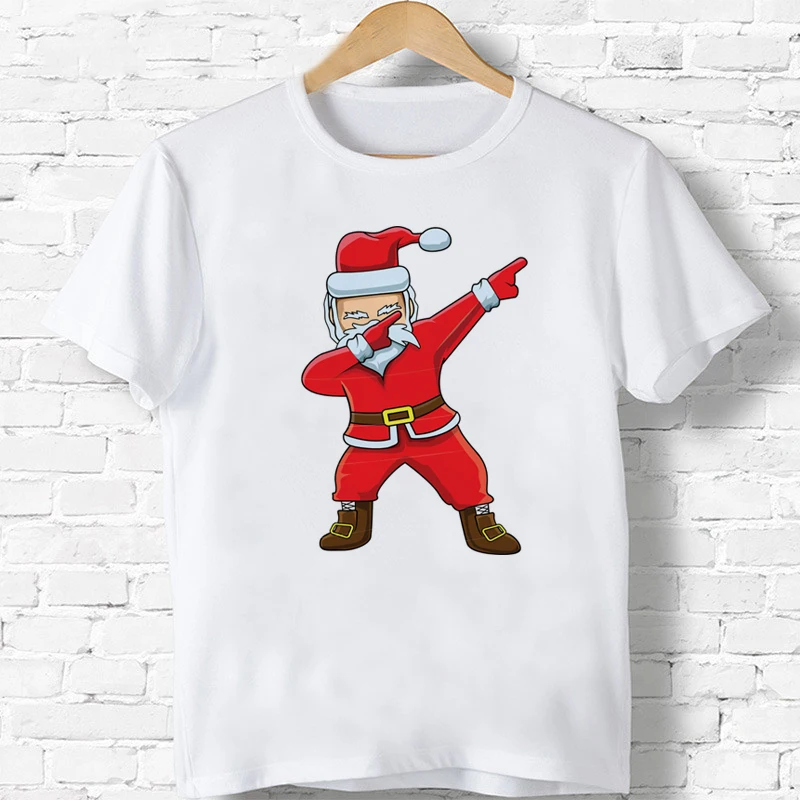 

Летняя футболка Dabbing с Санта-Клаусом для мальчиков и девочек, кавайная футболка в стиле Харадзюку, удобная симпатичная футболка для отдыха