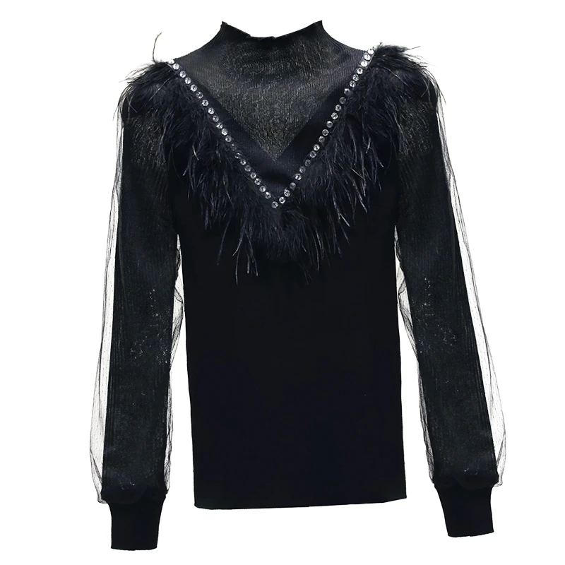 

Tassel Feather Turtleneck Slim-Fit Knit Sweater Knitting Shirt Women's New Autumn Winter Feather Sweater Sweter Ladies Knitwear