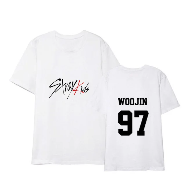 WOOW Straykids/одежда в Корейском стиле; свободная летняя футболка для студентов; Новинка; черно-белая футболка с короткими рукавами для детей - Цвет: WOOW