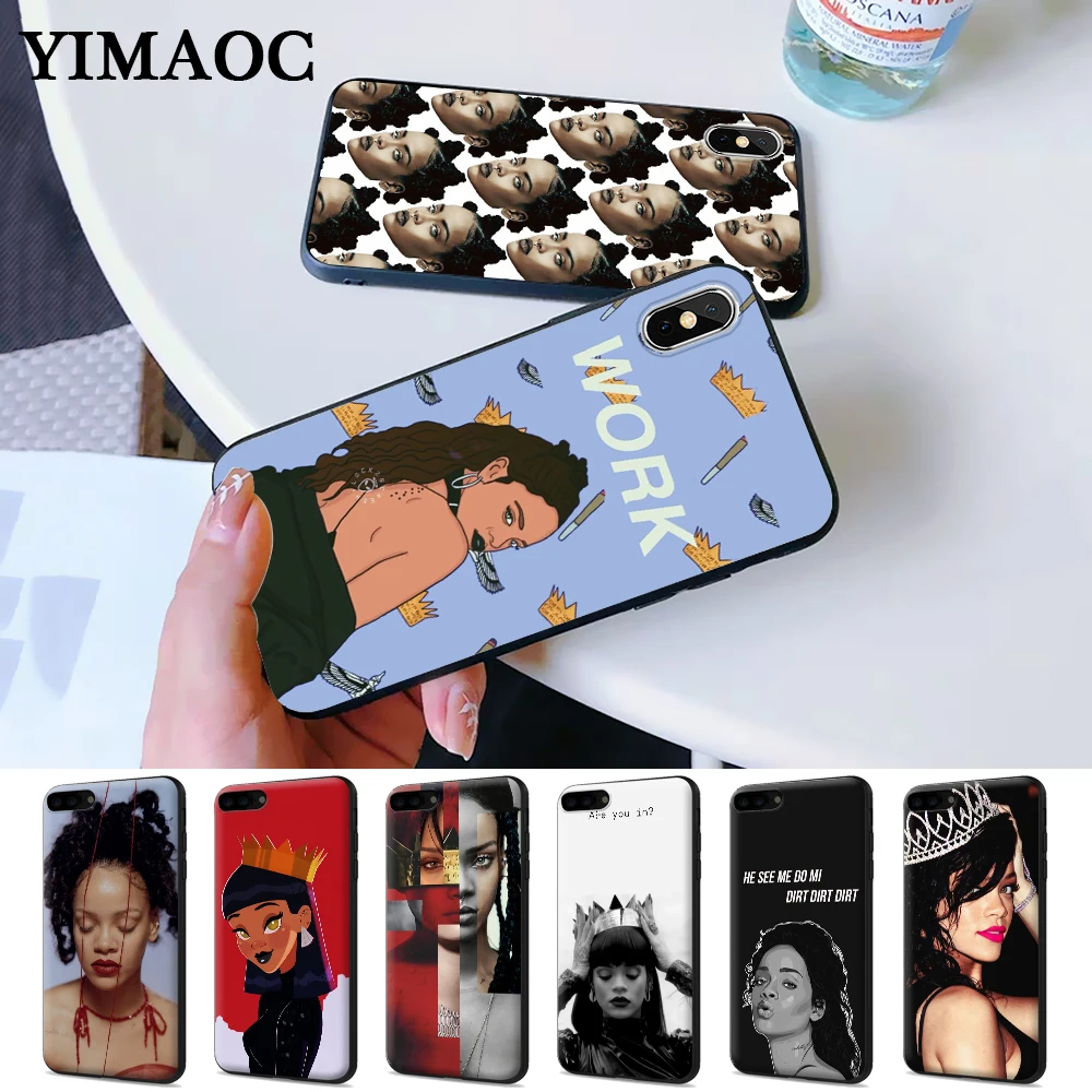 Rihanna милый настенный картины роскошный силиконовый чехол для iPhone 5 5S 6 6S Plus 7 8 11 Pro X