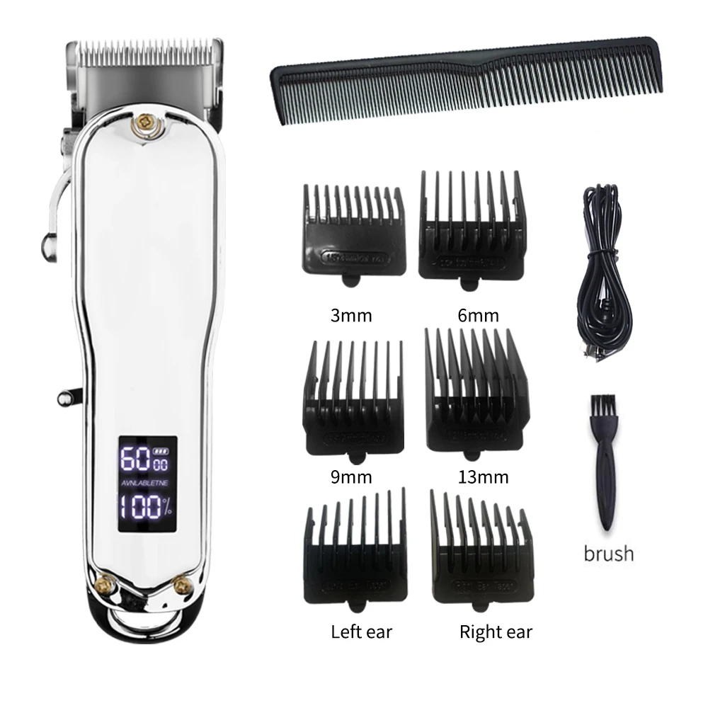 

Hair clipper for men barbershop professional use all metal with LCD hair cutting machine powerful cordless rechargeable beard