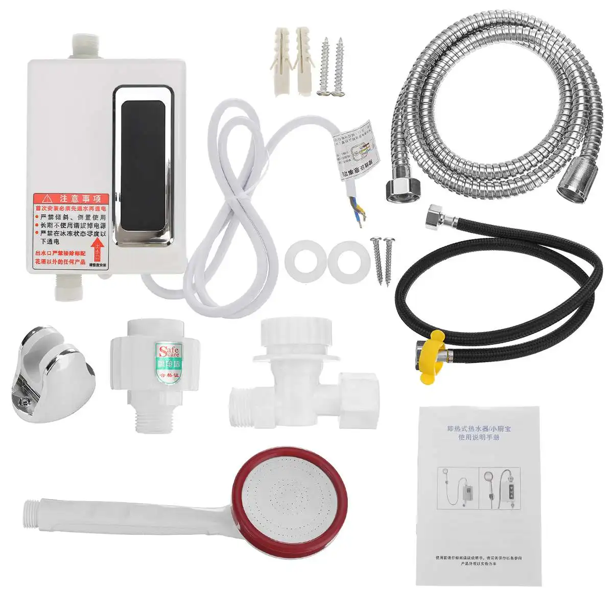 

3000W 220V Water Heater Bathroom Kitchen Instant Electric Hot Water Heater Tap Temperature Display Faucet Shower Tankless Tap