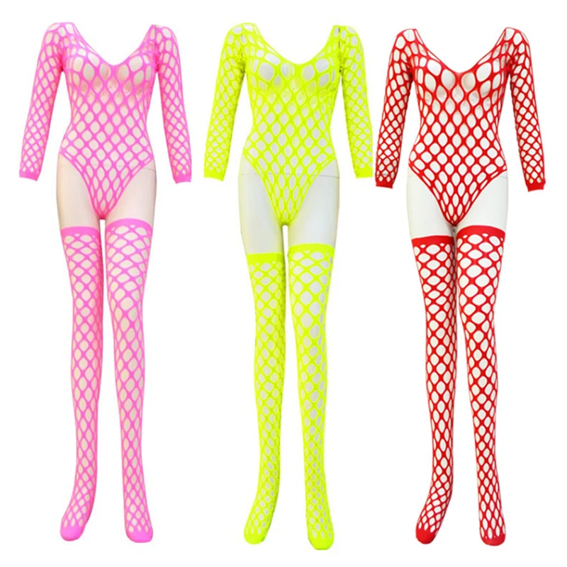 

New Nightclub Female Singer Modern Pole/jazz Dance Mesh Jumpsuit GoGo Dancer Sexy Perspective Clothing Socks Rave Outfit DQL3420