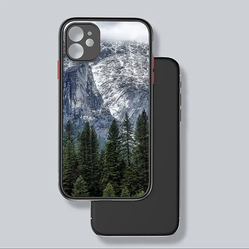 

White Mountain Pine Tree Forest Mountain Peak Mist Phone Case For iphone 12 11 8 7 plus mini x xs xr pro max matte transparent