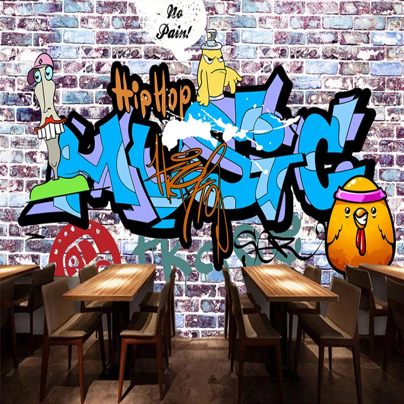 Пользовательские 3D Настенные обои кирпичная стена ручная роспись креативные