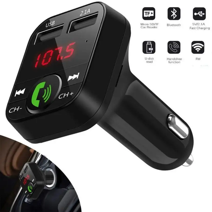 Handsfree transmisor fm bluetooth автомобильный комплект fm-радио Передатчик Автомобильный mp3 плеер USB зарядное устройство Быстрая зарядка мобильный телефон модулятор