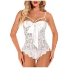 Сексуальное нижнее белье, кружевное атласное лоскутное белье для женщин с узлом спереди, цветочное нижнее белье, цельное женское нижнее белье