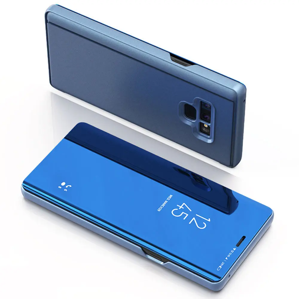 Флип-чехол для samsung J4, J6, J8,, кожаный прозрачный зеркальный чехол с подставкой для Galaxy A9, Star lite, A5, A6, A7, A8 Plus, J7, Duo, Note 9 - Цвет: Blue