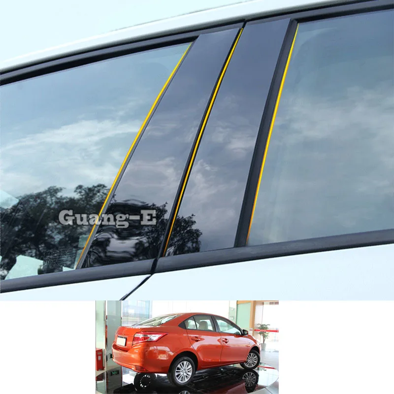 

Для Toyota Vios Yaris 2014-2018, автомобильный поликарбонатный материал, столб, крышка, отделка двери, окно, пианино, черная наклейка для формования