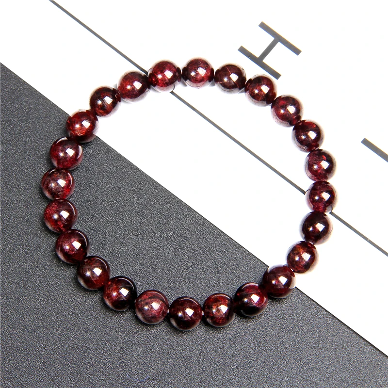 Мужские и женские браслеты из натурального граната 8 мм винно-красные бусины